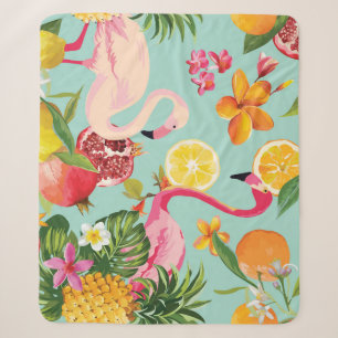 Tropische Vruchten Flamingo Patroon Sherpa Deken