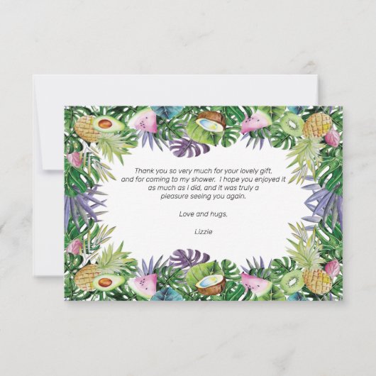 Tropische vruchten | Greenery Shower Hartelijk dan Bedankkaart (Achterkant)