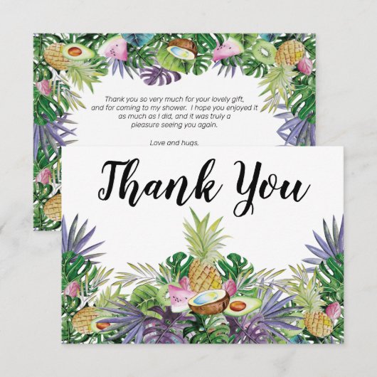 Tropische vruchten | Greenery Shower Hartelijk dan Bedankkaart (Voorkant / Achterkant)