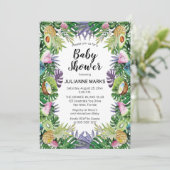 Tropische vruchten | Greenery Summer Baby shower Kaart (Staand voorkant)