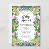 Tropische vruchten | Greenery Summer Baby shower Magnetische Uitnodiging (Voorkant)
