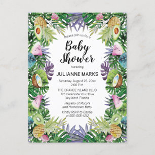 Tropische vruchten   Greenery Summer Baby shower Uitnodiging Briefkaart