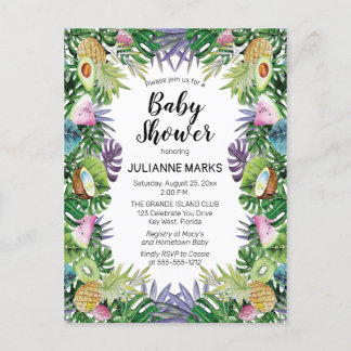 Tropische vruchten | Greenery Summer Baby shower Uitnodiging Briefkaart