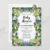 Tropische vruchten | Greenery Summer Baby shower Uitnodiging Briefkaart (Voorkant / Achterkant)