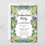 Tropische vruchten | Greenery Summer Graduy Party Magnetische Uitnodiging (Voorkant)