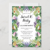 Tropische vruchten | Greenery Summer Sweet 16 Part Magnetische Uitnodiging (Voorkant)