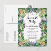 Tropische vruchten | Greenery Summer Sweet 16 Part Uitnodiging Briefkaart (Voorkant / Achterkant)