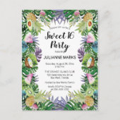 Tropische vruchten | Greenery Summer Sweet 16 Part Uitnodiging Briefkaart (Voorkant)
