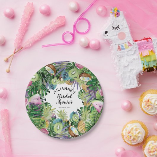 Tropische vruchten | Greenery Summer Vrijgezellenf Papieren Bordje (Feest)