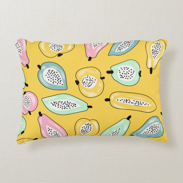 Tropische vruchten: Levendig printpatroon Accent Kussen (Voorkant)
