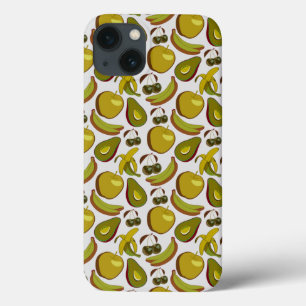 Tropische vruchten naadloos gele en witte patroon Case-Mate iPhone case