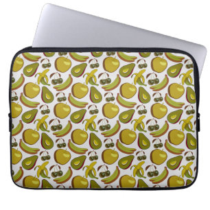 Tropische vruchten naadloos gele en witte patroon laptop sleeve