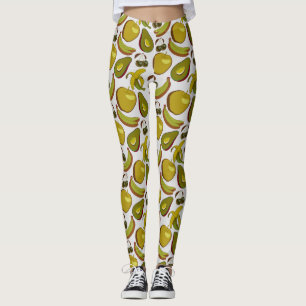 Tropische vruchten naadloos gele en witte patroon leggings