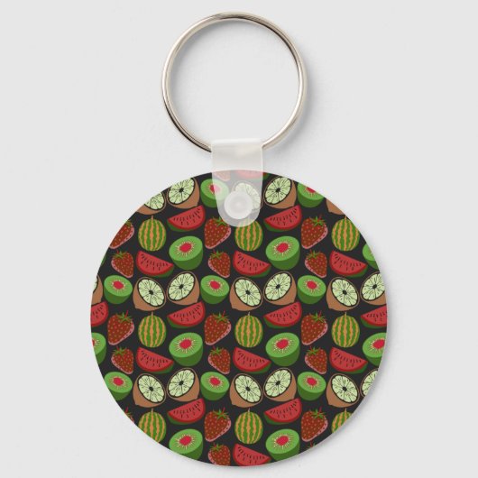 Tropische vruchten naadloos kleurig patroon sleutelhanger (Voorkant)