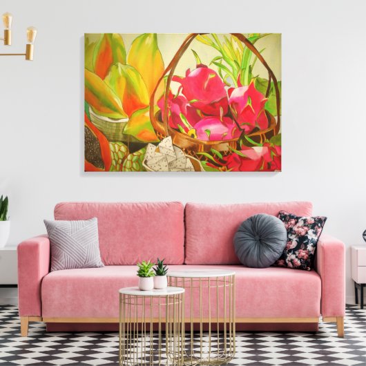 Tropische vruchten nog steeds levensechte waterver canvas afdruk (Insitu (Woonkamer))