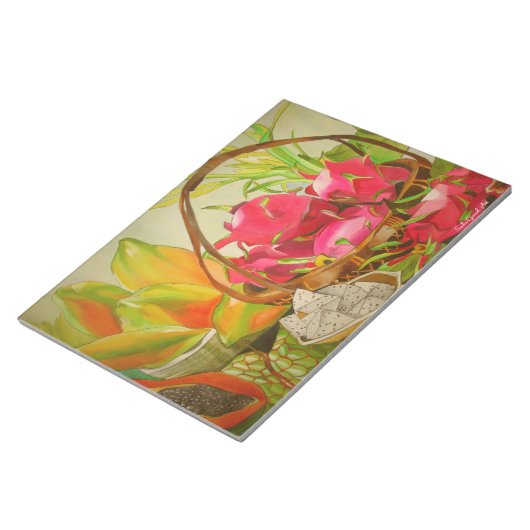 Tropische vruchten nog steeds levensechte waterver notitieblok (Schuin)