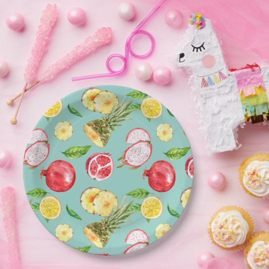 Tropische vruchten papieren bordje (Feest)