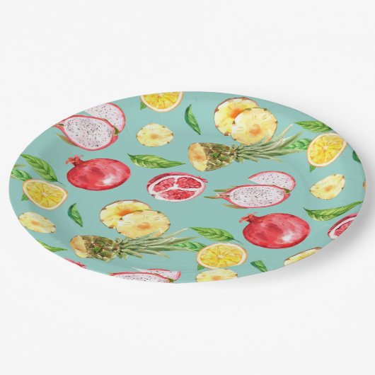 Tropische vruchten papieren bordje (Gekanteld)