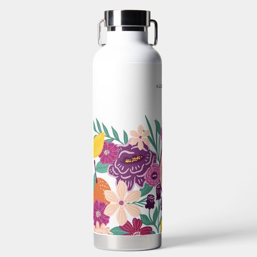 Tropische vruchten, vijg Wildbloem Botanisch Monog Waterfles (Voorkant)