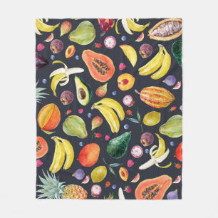 Tropische vruchten: Waterverf multifruitpatroon. Fleece Deken