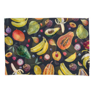 Tropische vruchten: Waterverf multifruitpatroon. Kussensloop
