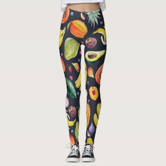Tropische vruchten: Waterverf multifruitpatroon. Leggings