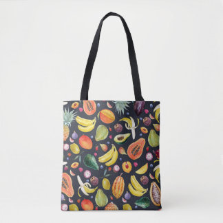 Tropische vruchten: Waterverf multifruitpatroon. Tote Bag