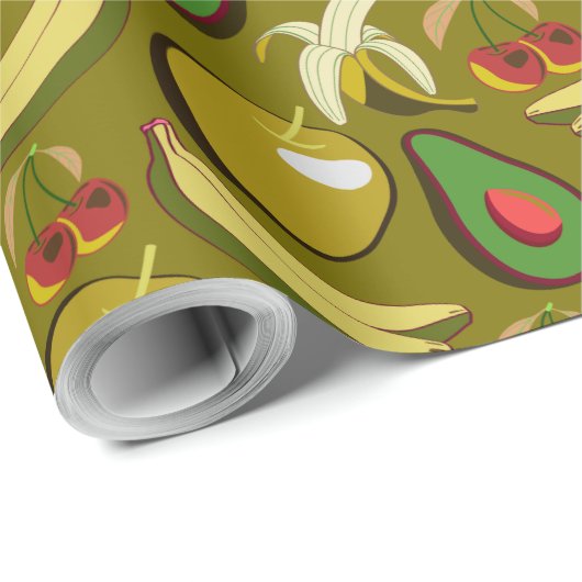 Tropische vruchtenseamless pattern yellow cadeaupapier (Rol Hoek)