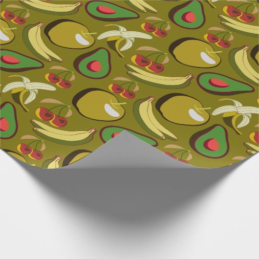 Tropische vruchtenseamless pattern yellow cadeaupapier (Hoek)