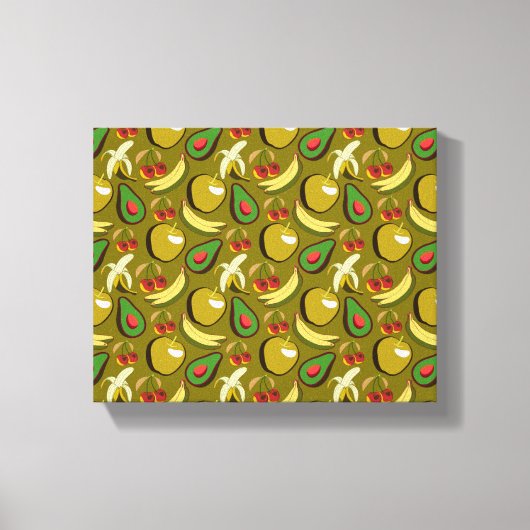 Tropische vruchtenseamless pattern yellow canvas afdruk (Voorkant)
