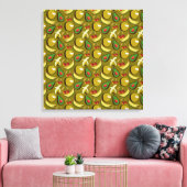 Tropische vruchtenseamless pattern yellow canvas afdruk (Insitu (Woonkamer))