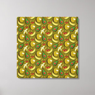 Tropische vruchtenseamless pattern yellow canvas afdruk
