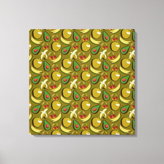 Tropische vruchtenseamless pattern yellow canvas afdruk (Voorkant)