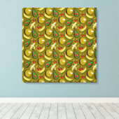 Tropische vruchtenseamless pattern yellow canvas afdruk (Insitu (Houten vloer))