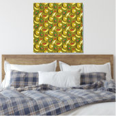 Tropische vruchtenseamless pattern yellow canvas afdruk (Insitu (Slaapkamer))