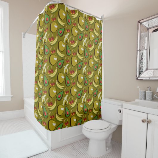 Tropische vruchtenseamless pattern yellow douchegordijn (In situ)