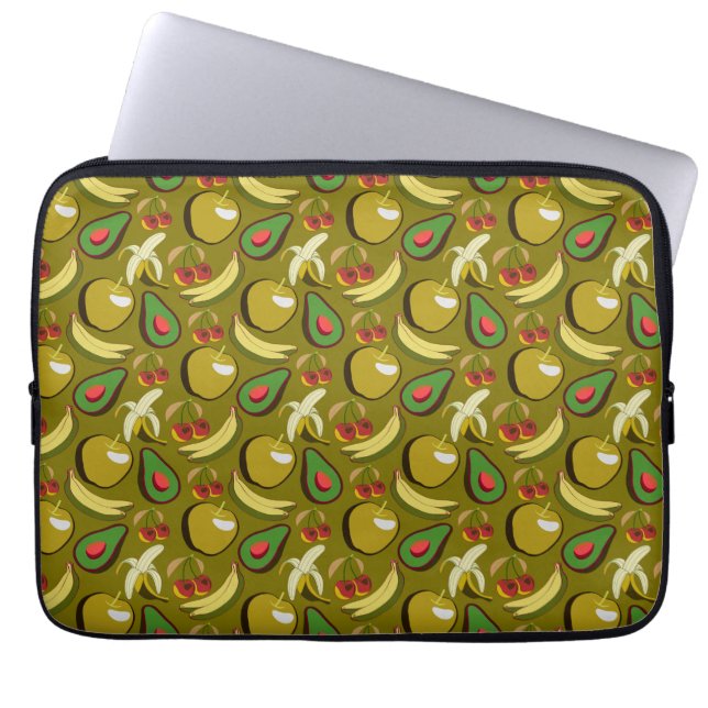 Tropische vruchtenseamless pattern yellow laptop sleeve (Voorkant)