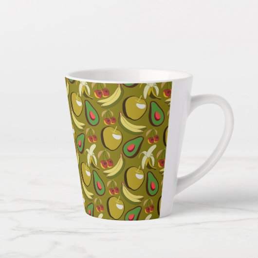 Tropische vruchtenseamless pattern yellow latte mok (Rechts)