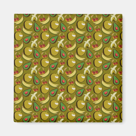 Tropische vruchtenseamless pattern yellow magneet (Voorkant)