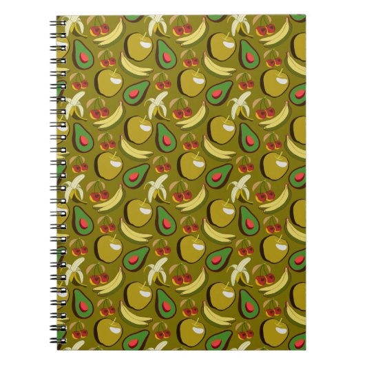 Tropische vruchtenseamless pattern yellow notitieboek (Voorkant)