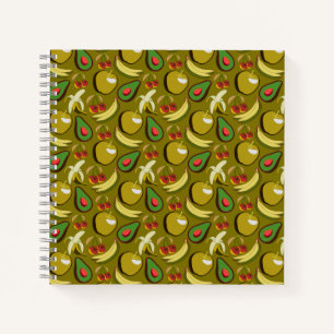 Tropische vruchtenseamless pattern yellow notitieboek