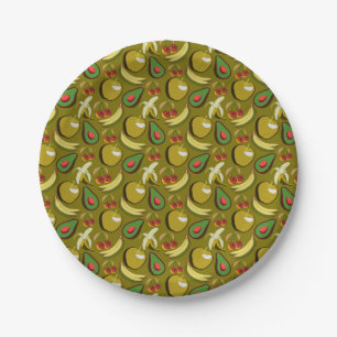 Tropische vruchtenseamless pattern yellow papieren bordje