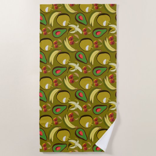 Tropische vruchtenseamless pattern yellow strandlaken (Voorkant)
