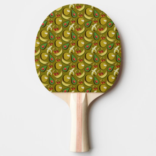 Tropische vruchtenseamless pattern yellow tafeltennisbatje (Voorkant)
