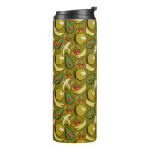 Tropische vruchtenseamless pattern yellow thermosbeker (Gedraaid links)