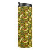Tropische vruchtenseamless pattern yellow thermosbeker (Geroteerd rechts)
