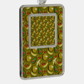 Tropische vruchtenseamless pattern yellow verzilverd omlijst ornament (Rechts)