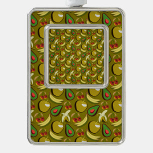 Tropische vruchtenseamless pattern yellow verzilverd omlijst ornament