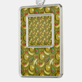 Tropische vruchtenseamless pattern yellow verzilverd omlijst ornament (Links)