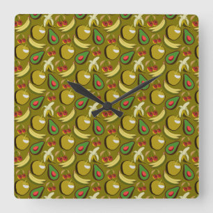 Tropische vruchtenseamless pattern yellow vierkante klok